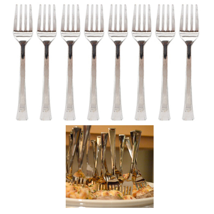 320 Disposable Mini Forks Appetizer Dessert Short Tableware Utensil Party Silver