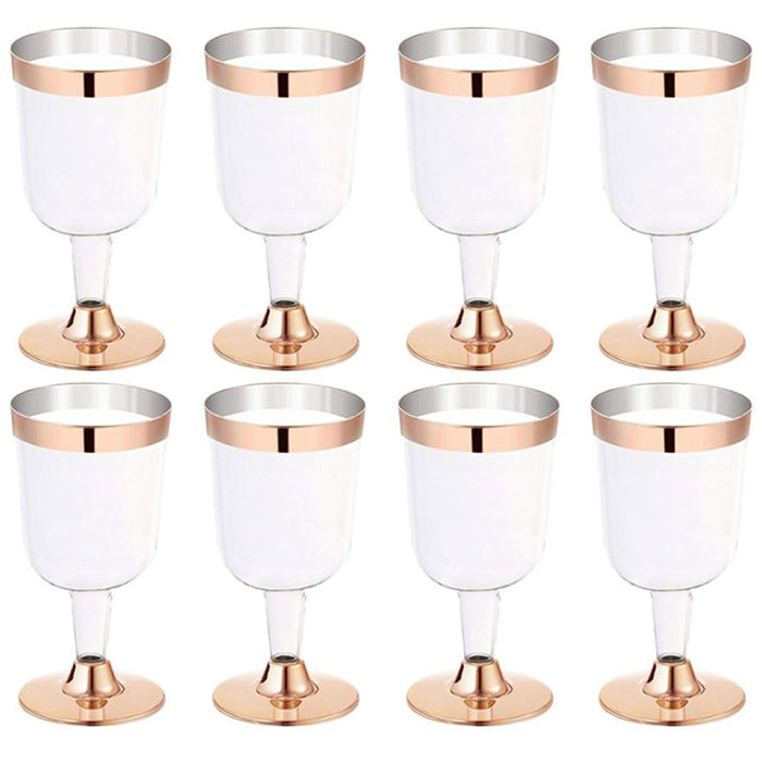 8 X Rose Gold Plastic Champagne Flute Disposable Wine Glass 5.5oz Wedding Party