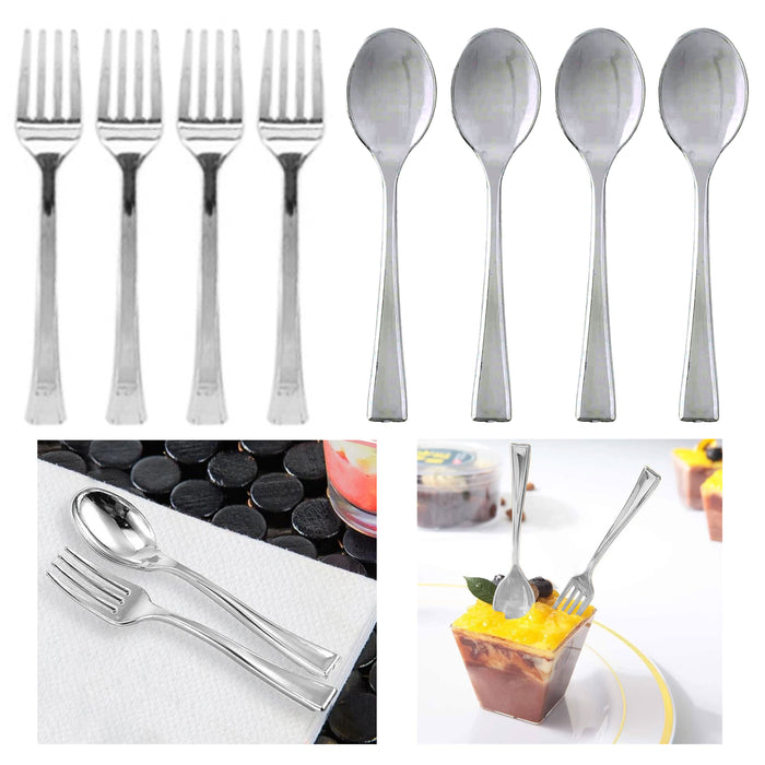 320 X Mini Spoons Forks Dessert Appetizer Eating Utensil Tableware Wedding Party