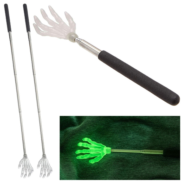 2 Pc Claw Telescopic Glow In The Dark Back Scratcher Long Reach Massager 22.5"