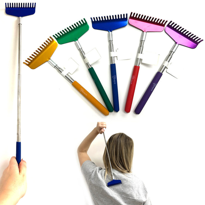 2 Jumbo Portable Extendable Back Scratcher Metal Stainless Telescoping Tool 18"