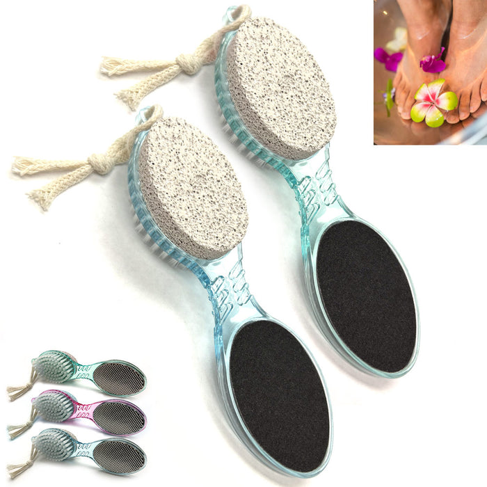2 Pack 4 In 1 Foot Care Stone Callus Remover Brush Exfoliate Pumice Pedicure New