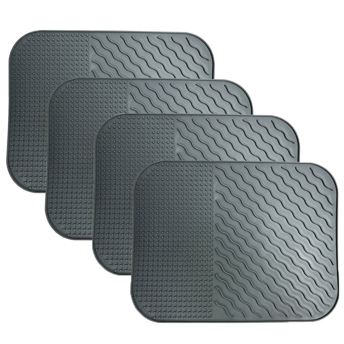 4 Silicone Non Slip Dish Mat Drawer Cabinet Shelf Liner Trivet 14"x11" BPA Free