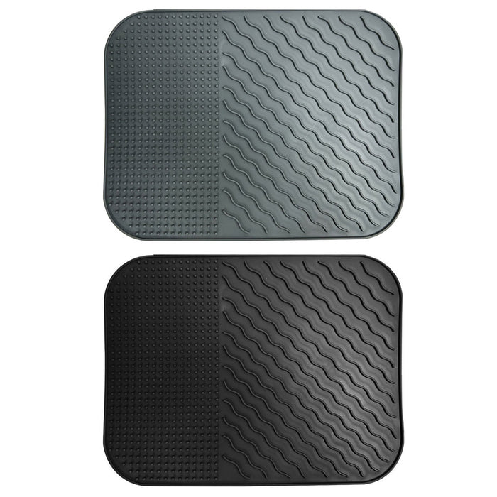1 Non Slip Silicone Dish Mat Drain Pad Counter Trivet Multi Use BPA Free 14"x11"
