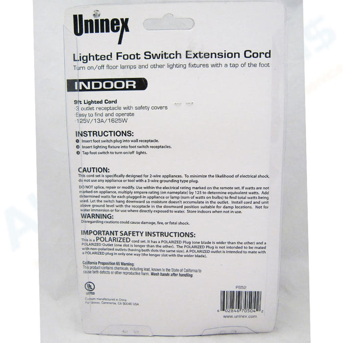 2 Pc Foot Switch Extension Cord ON/OFF Plug 9ft 2-Prong 3 Outlet Lighted Pedal