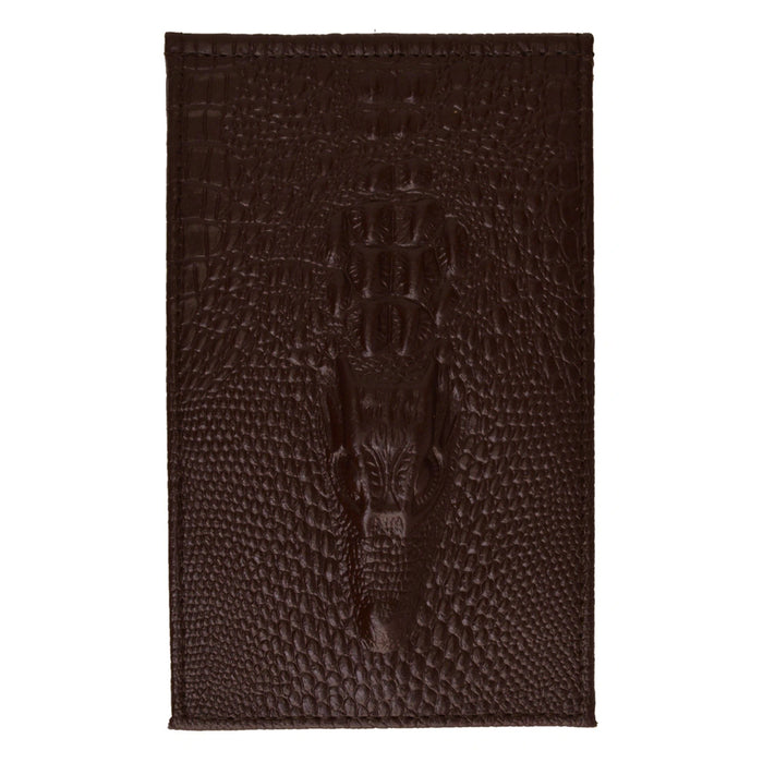 Men Women Genuine Leather Crocodile Head Wallet Dark Brown Multi Card Organizer