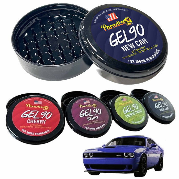 4 Paradise Gel Air Freshener 90 Days Lasting Aroma Car Fragrance Assorted Scents