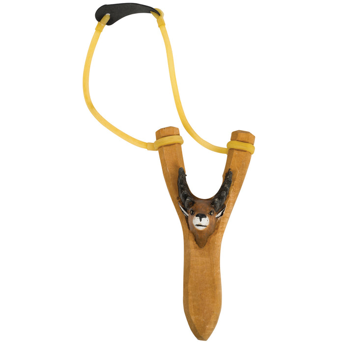 2 Hand Carved Animal Slingshot Wooden Sling Shot Catapult Deer Bear Eagle Wolf