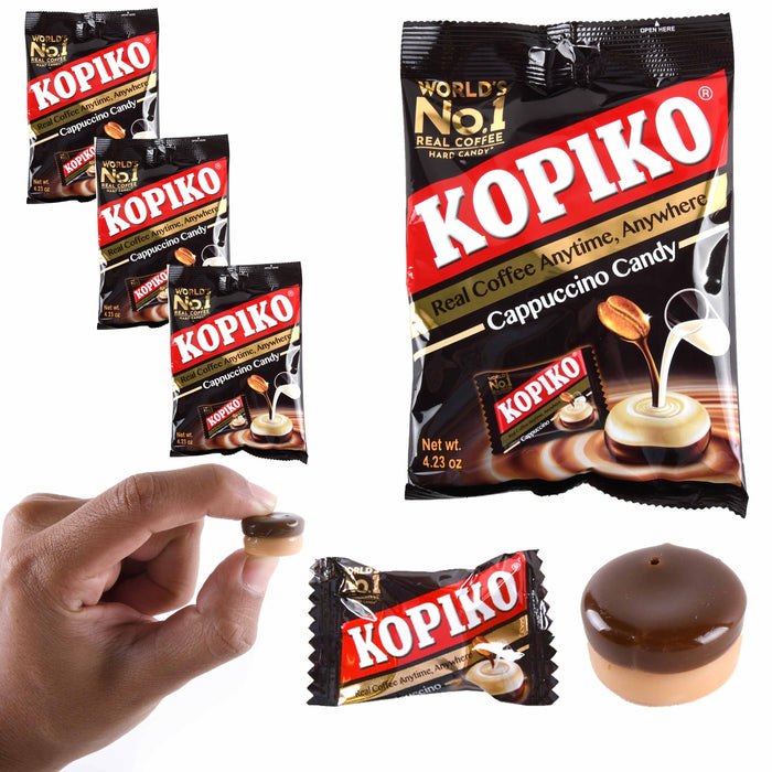 4 Bags Kopiko Real Coffee Cappuccino Candy Hard Candies Rich Flavor Taste Treat