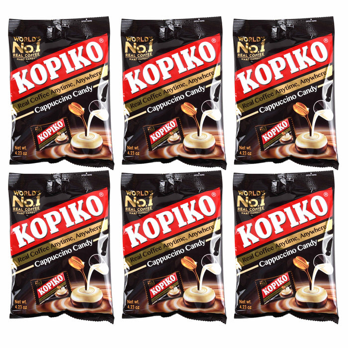 6 Bags Kopiko Real Coffee Cappuccino Hard Candy Rich Flavor Candies Sucker Treat