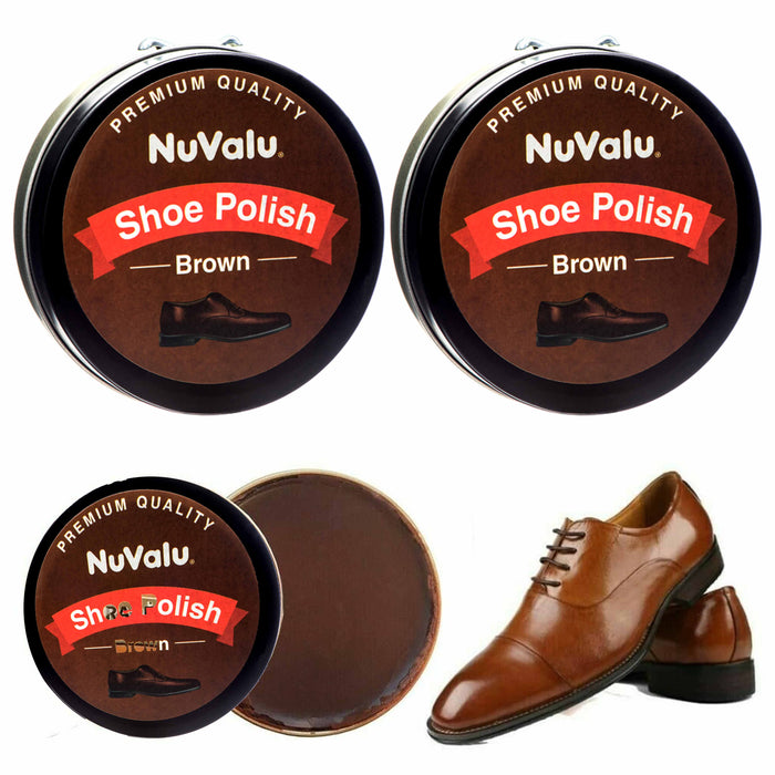 2 Pk Brown Shoe Polish Stain Wax Paste Leather Boot Purse Cream Care Shine New