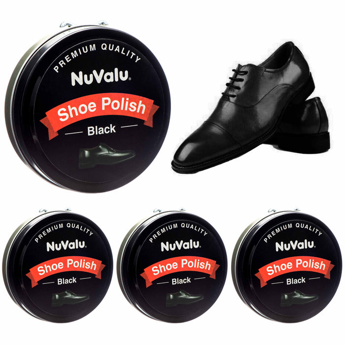 4 Pack Premium Shoe Polish Protects Shines Leather Boots Shoes Wax Paste Black
