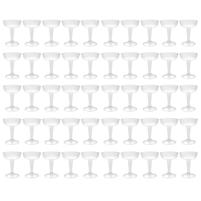 50 Plastic Martini Glasses Disposable Cocktail Wine Champagne Flute Clear 4.5oz