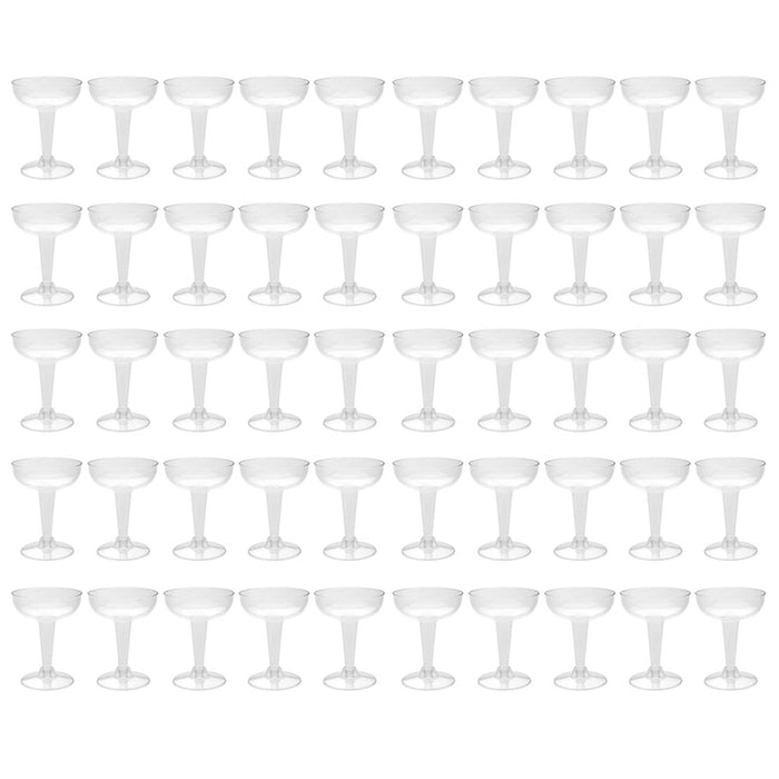 50 Plastic Martini Glasses Disposable Cocktail Wine Champagne Flute Clear 4.5oz