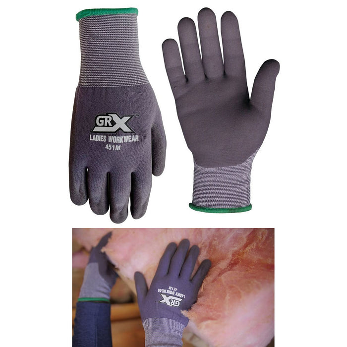 1 Pair Ladies Work Gloves Nitrile Coated Nylon Palm Safety Seamless Knit Size M