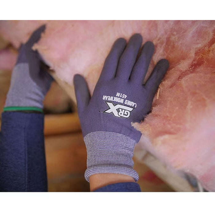 1 Pair Ladies Work Gloves Nitrile Coated Nylon Palm Safety Seamless Knit Size M