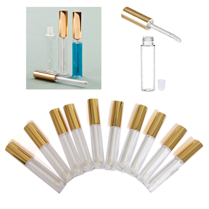 40 Pc Yellow Gold 10ml Empty Lip Gloss Tubes Lip Container Plastic PET Clear Balm Bottle