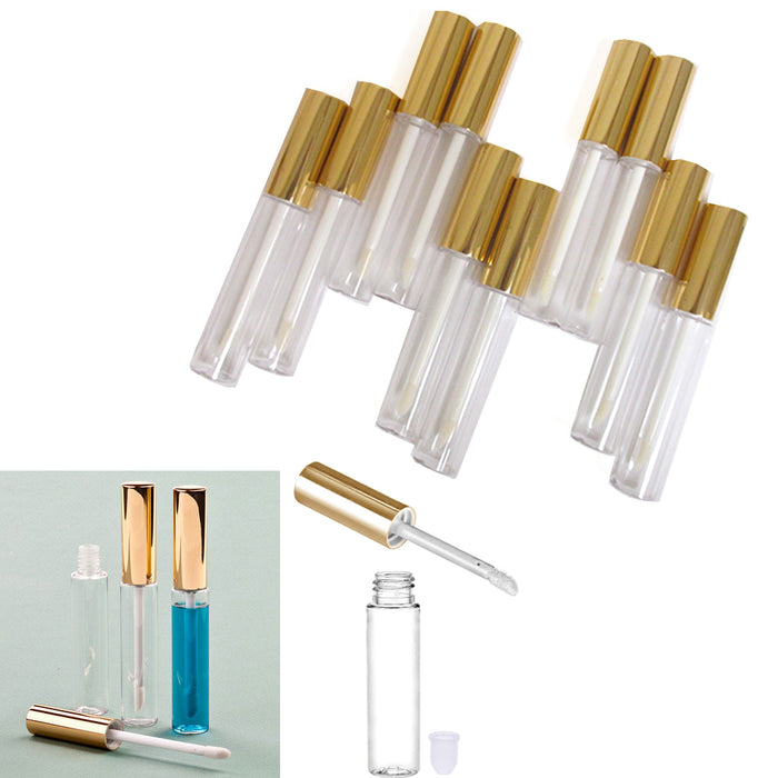 40 Pc Yellow Gold 10ml Empty Lip Gloss Tubes Lip Container Plastic PET Clear Balm Bottle
