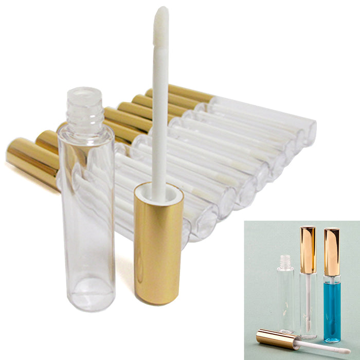 40 Pc Yellow Gold 10ml Empty Lip Gloss Tubes Lip Container Plastic PET Clear Balm Bottle