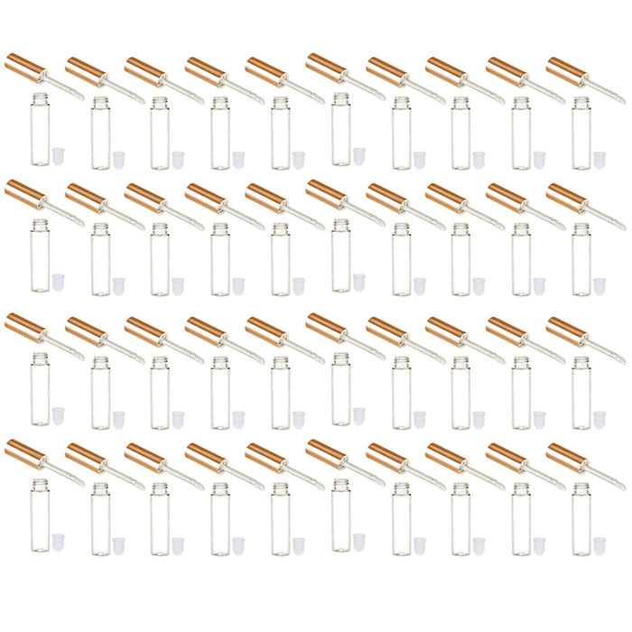 40 Pc Yellow Gold 10ml Empty Lip Gloss Tubes Lip Container Plastic PET Clear Balm Bottle