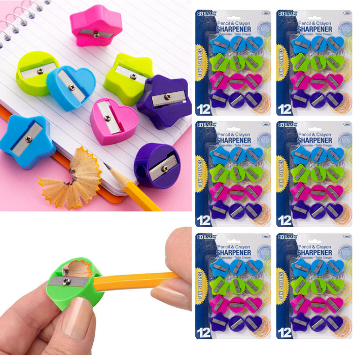 72 Pc Pencil Crayon Sharpener Manual Handheld Fun Shapes Colors School Supplies