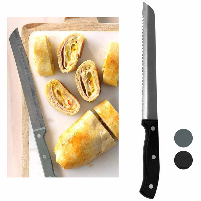 Chef Bread Knife 8 Inch Stainless Steel Sharp Serrated Loaf Cutter Slicer Deli