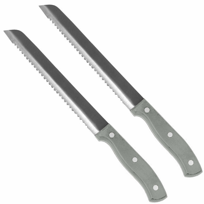 2 Bread Knives 8" Blade Stainless Steel Sharp Serrated Knife Cutter Slicer Chef