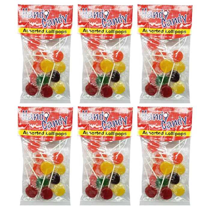 6 Bags Flavored Pops Assorted Lollipops Hard Candy Flat Sucker Sweet Party 3.5oz