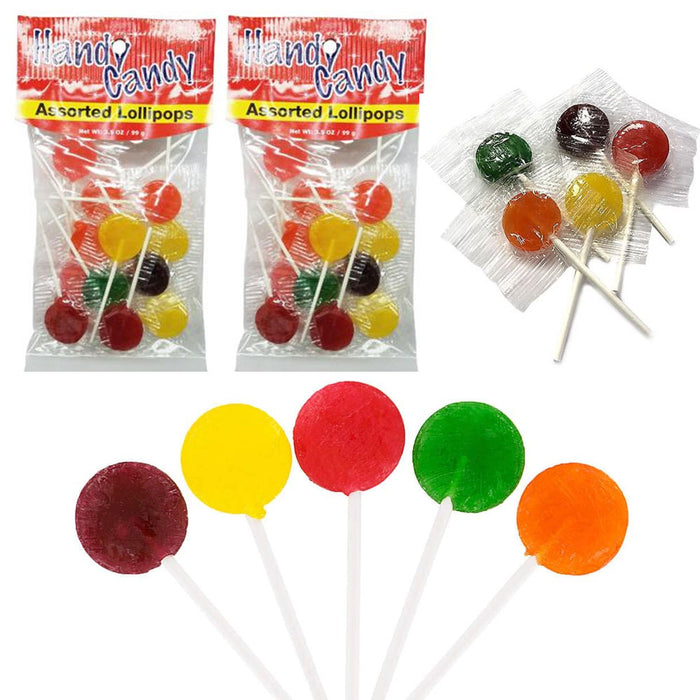 2 Bags Hard Candy Assorted Pops Flavor Sucker Flat Lollipops Sweet Candies 3.5oz