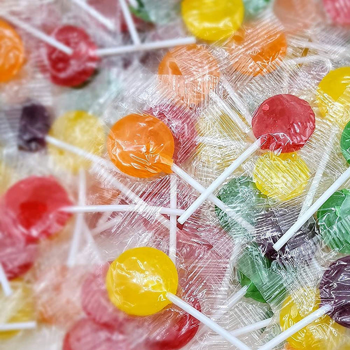 4 Bags Assorted Lollipops Hard Candy Pops Flat Sucker Sweet Flavor Candies 3.5oz