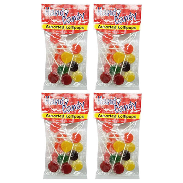 4 Bags Assorted Lollipops Hard Candy Pops Flat Sucker Sweet Flavor Candies 3.5oz