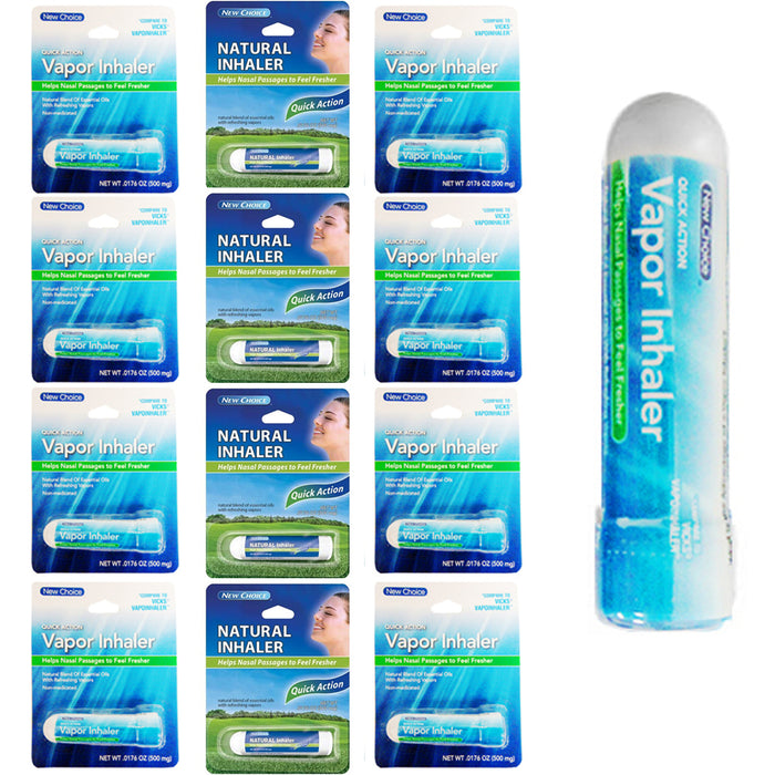 12PC Vapor Inhaler Sinus Nasal Decongestant Allergy Mucus Relief Essential Oils