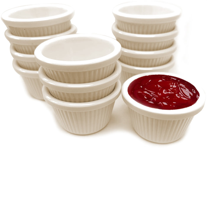 12 Ramekins Off White Mini Melamine Condiment Dip Cups Bowl BPA Free Dish Saucer