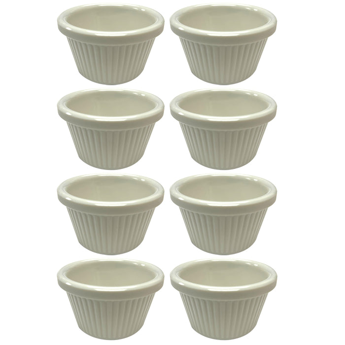 8 White Mini Ramekins Condiment Saucers Melamine BPA Free Bowl Dish Souffle Cups