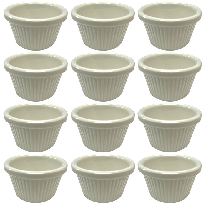 12 Ramekins Off White Mini Melamine Condiment Dip Cups Bowl BPA Free Dish Saucer