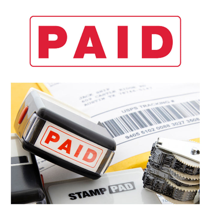 1 Pc PAID Pre-Inked Rubber Stamp Business Office Store Work Self Inking Red Ink
