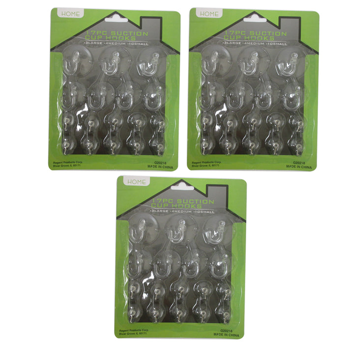 51Pc Suction Cup Hook Clear Glass Window Wall Sucker Hanger Kitchen Bathroom New