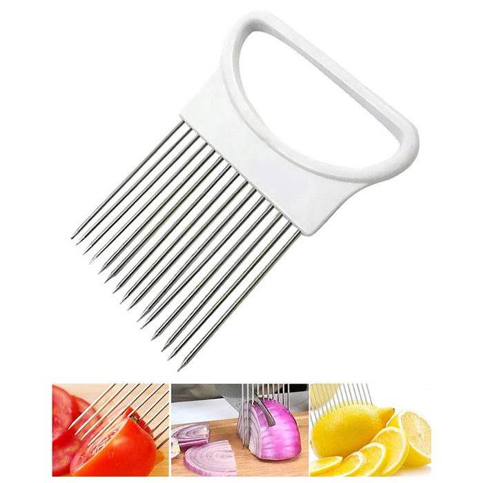 Stainless Steel Onion Slicer Vegetable Tomato Holder Cutter Kitchen Tool Gadgets