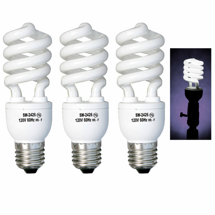 3 Pc Light Bulbs CFL Soft White 26W 125 Watt Fluorescent Energy Saving Lighting