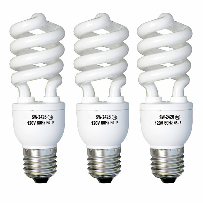 3 Pc Light Bulbs CFL Soft White 26W 125 Watt Fluorescent Energy Saving Lighting