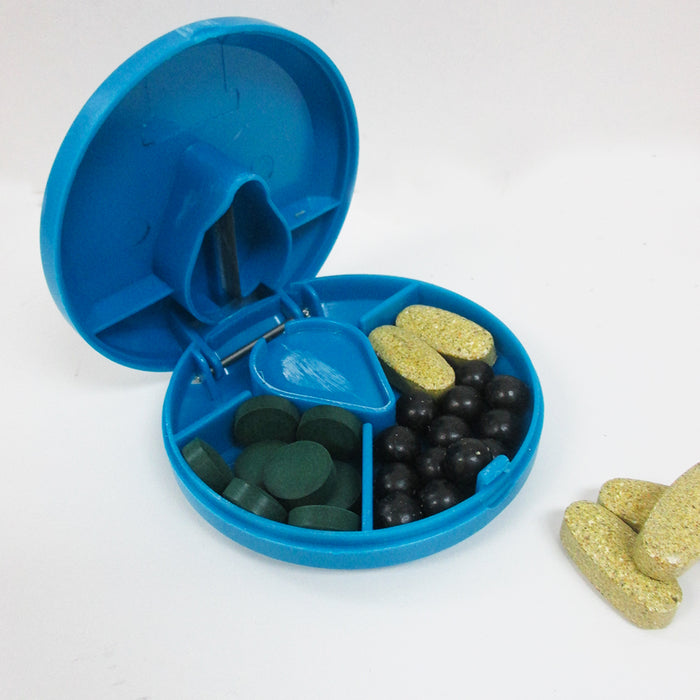 1 Pill Splitter Cutter Medicine Medication Storage Compartment Box Cut Dose New