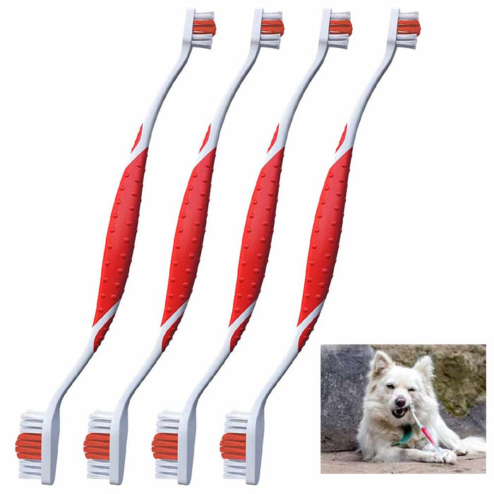 4pc Dual End Pet Toothbrush Dog Puppy Dental Grooming Dental Care Teeth Cleaning