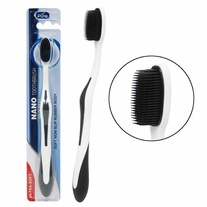 2 Pc Nano Ultra-Soft Toothbrush Rubber Bristles Oral Care Clean Adult Children