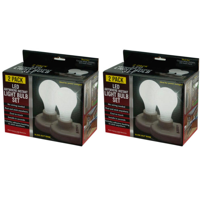 4pc Light Bulbs LED Stick On Pull Chain Battery Powered Bulb Portable Mount Lamp