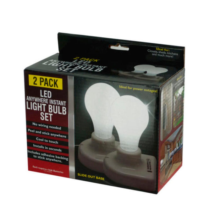 2pc Light Bulbs LED Stick On Pull Chain Battery Powered Bulb Portable Mount Lamp