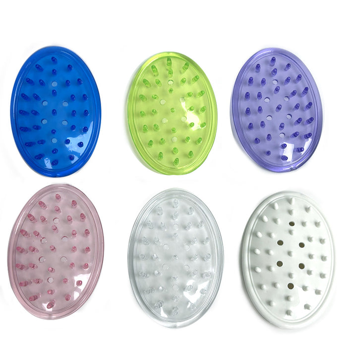 2 Plastic Soap Holder Soap Dish Bar Saver Tray Hole Kitchen Bath Shower Counter