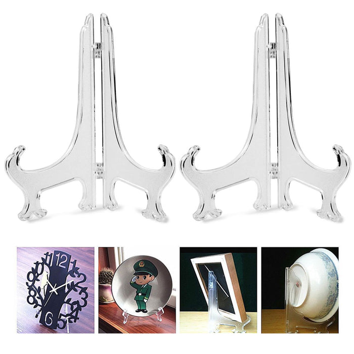 2 Large Acrylic Display Stand Easel Picture Frame Plate Holder Photo Book 8 5/8"