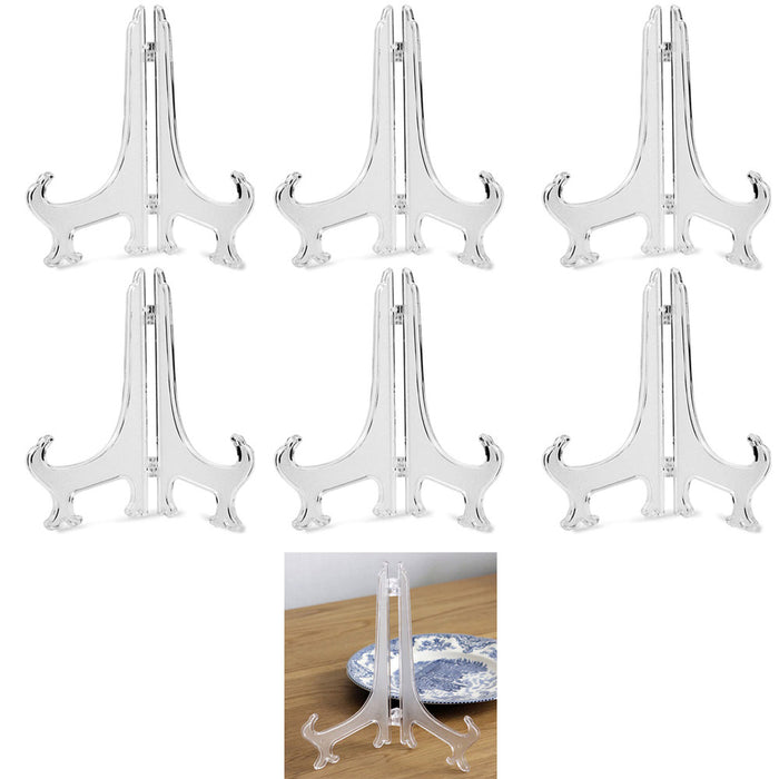 6pk 8 5/8" Acrylic Easel Stand Display Stand Plate Holder Clear Photo Home Decor