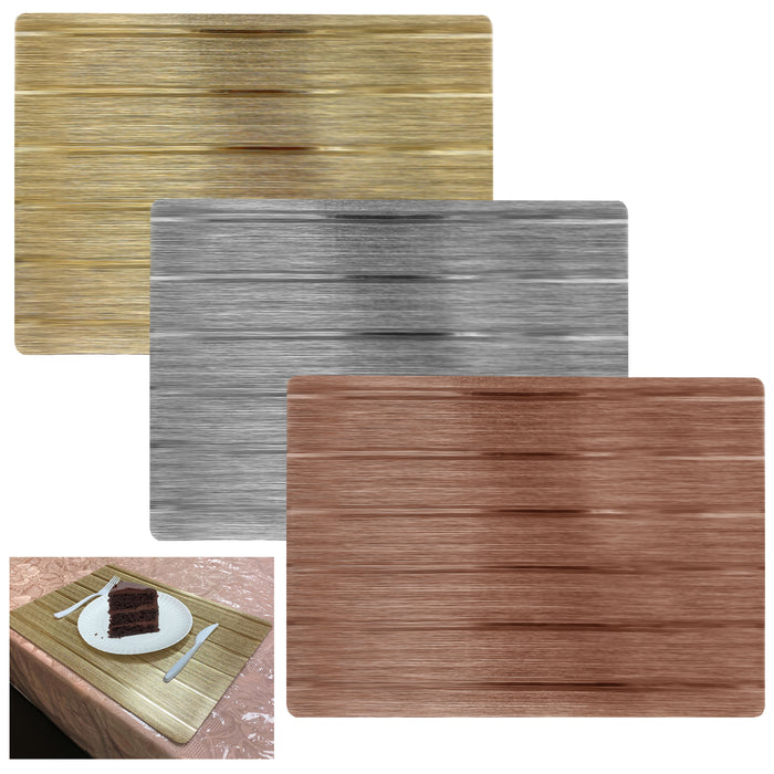 6 X Table Decor Placemats Protective Mat Vinyl Metallic Dining Rectangle Kitchen