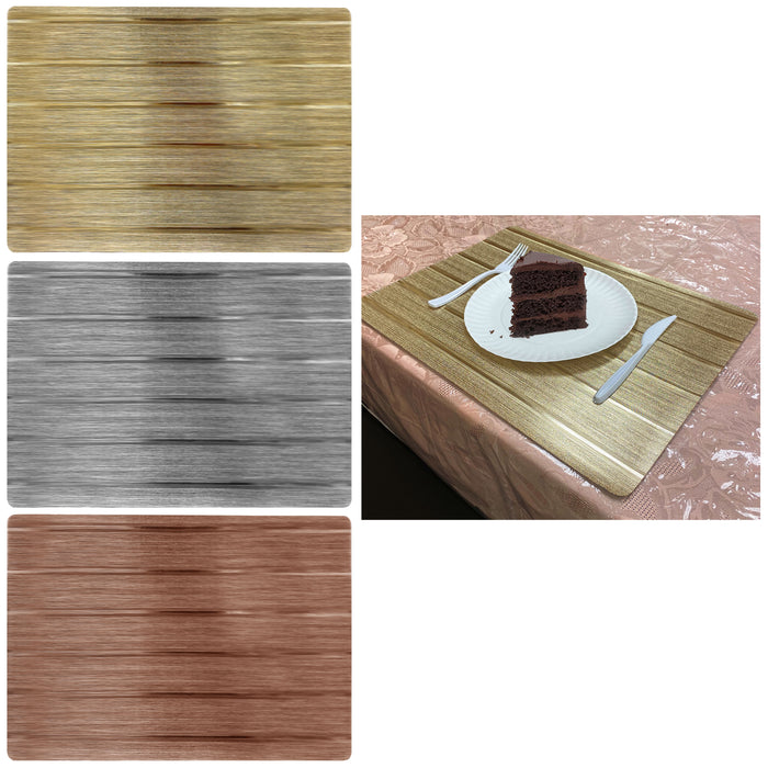 6 X Table Decor Placemats Protective Mat Vinyl Metallic Dining Rectangle Kitchen